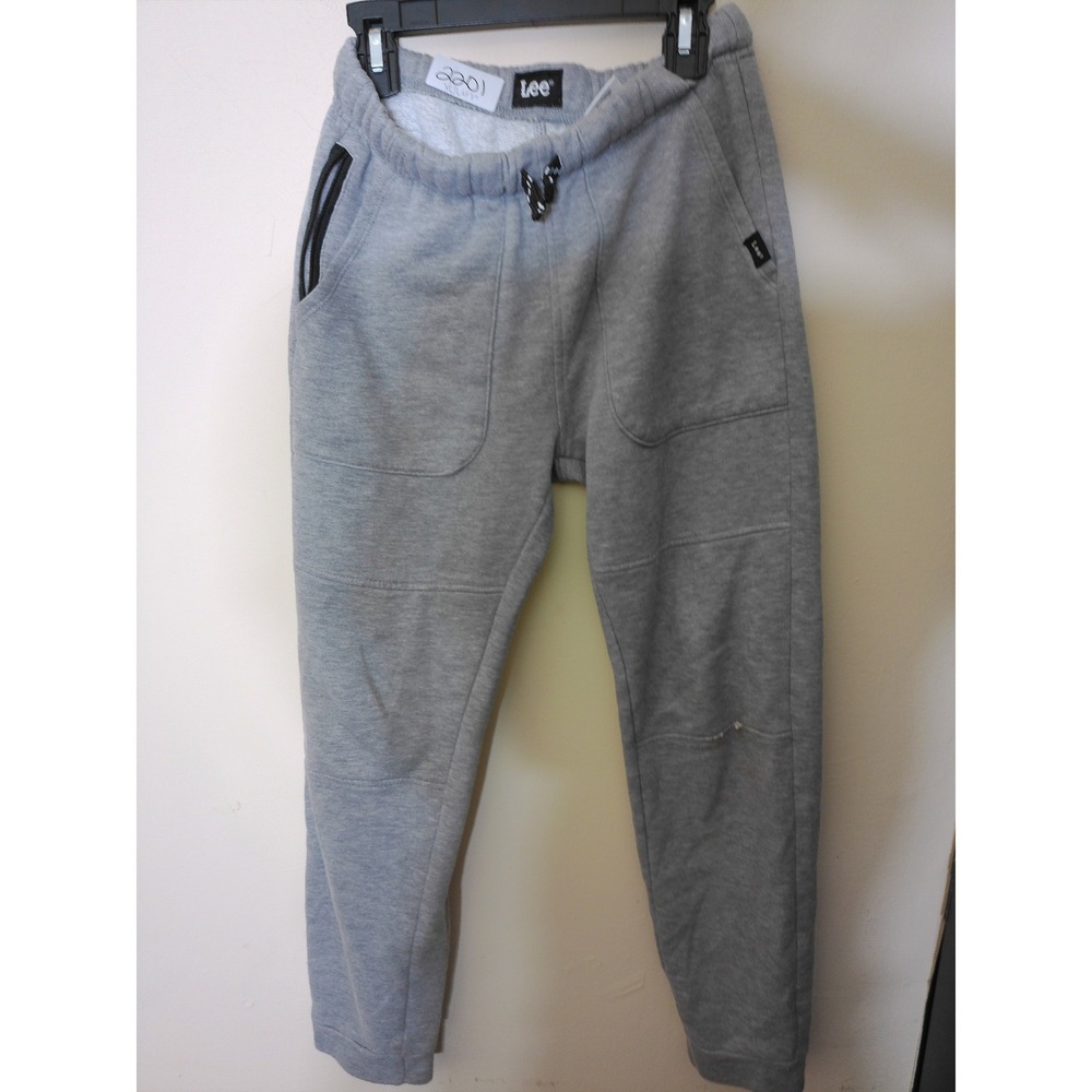 Lee Jogger Pants Youth M 10/12 Gray Fleece Athletic Zipper Pocket Casual Active
